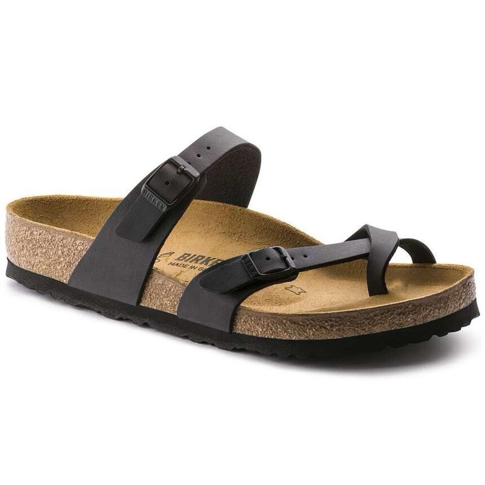 New (no box) Birkenstock Mayari Black Strappy Footbed Sandal Size 37 (6-6.5) - Picture 2 of 9